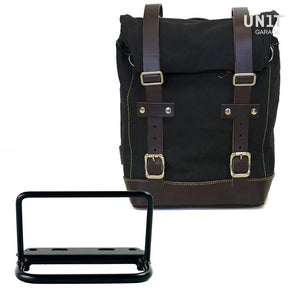 Unit Garage Royal Enfield Single Pannier Rack & Canvas Pannier - Black & Brown
