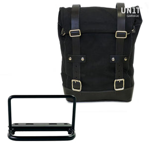 Unit Garage Royal Enfield Single Pannier Rack & Canvas Pannier - Black & Black