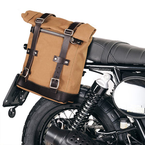 Unit Garage Royal Enfield Single Pannier Rack & Canvas Pannier - Beige & Brown