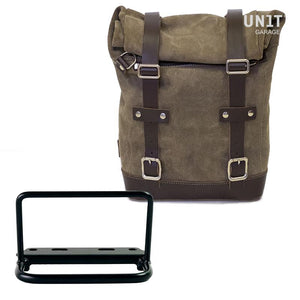 Unit Garage Royal Enfield Single Pannier Rack & Waxed Suede Pannier - Moss Grey