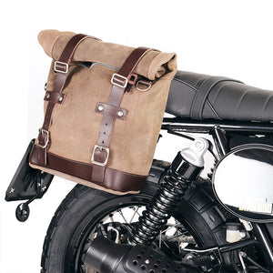 Unit Garage Royal Enfield Single Pannier Rack & Waxed Suede Pannier - Moss Grey