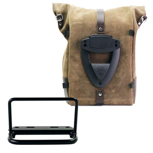 Unit Garage Royal Enfield Single Pannier Rack & Pure Waxed Suede Pannier - Moss Grey