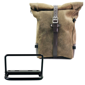 Unit Garage Royal Enfield Single Pannier Rack & Pure Waxed Suede Pannier - Moss Grey