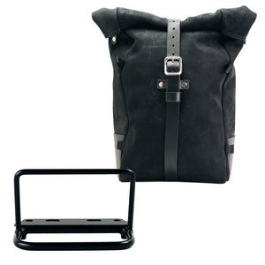 Unit Garage Royal Enfield Single Pannier Rack & Pure Waxed Suede Pannier - Jet Black