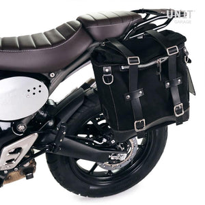 Unit Garage Waxed Suede Scram Pannier + Rack - Left