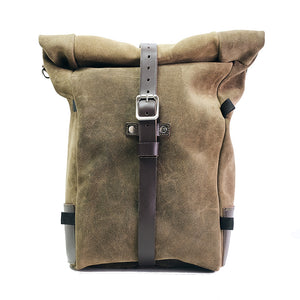 Unit Garage Royal Enfield Pair Pannier Racks & Pure Waxed Suede Panniers - Moss Grey