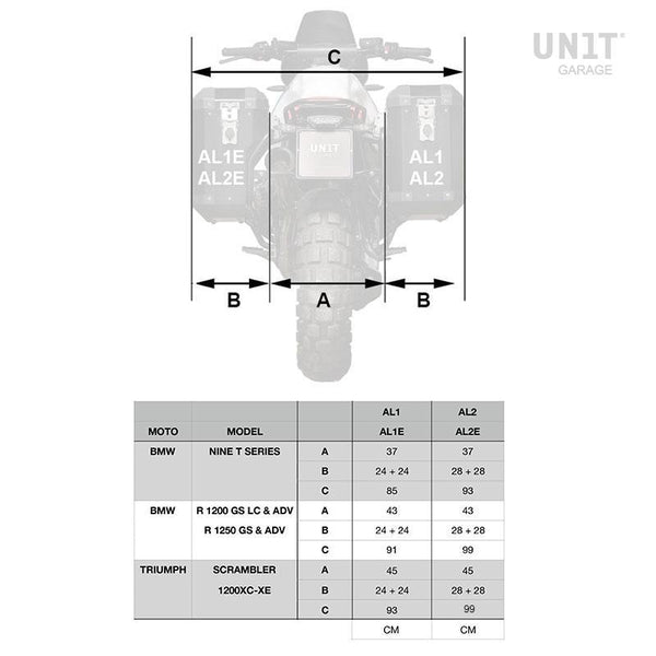 Unit Garage Atlas Panniers (40L+34L) + Inox rack